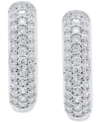 Lab Grown Diamond Pav&eacute; Small Hoop Earrings (1 ct. t.w.) in Sterling Silver
