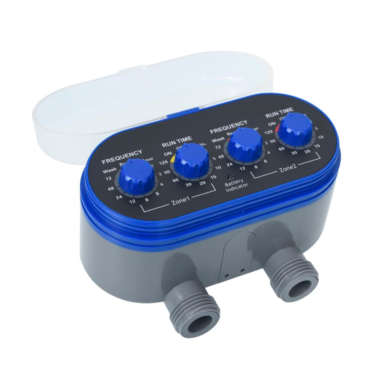 Double Outlet Water Timer with Ball Valves - Blue