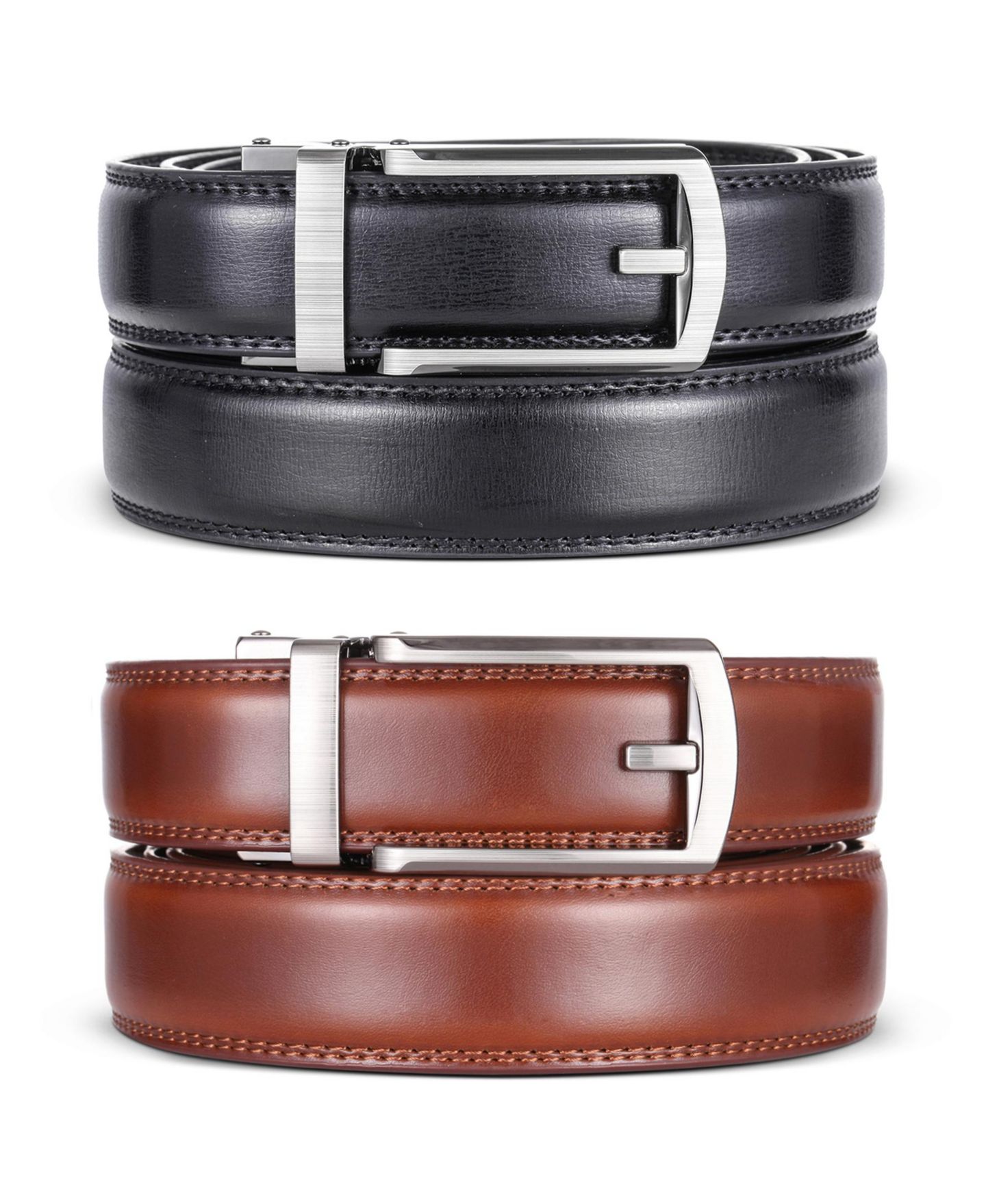Мужские ремни Mio Marino Swank Hasp Leather 2 Pack Linxx Ratchet Belt, цвет: Чёрный — фото 3