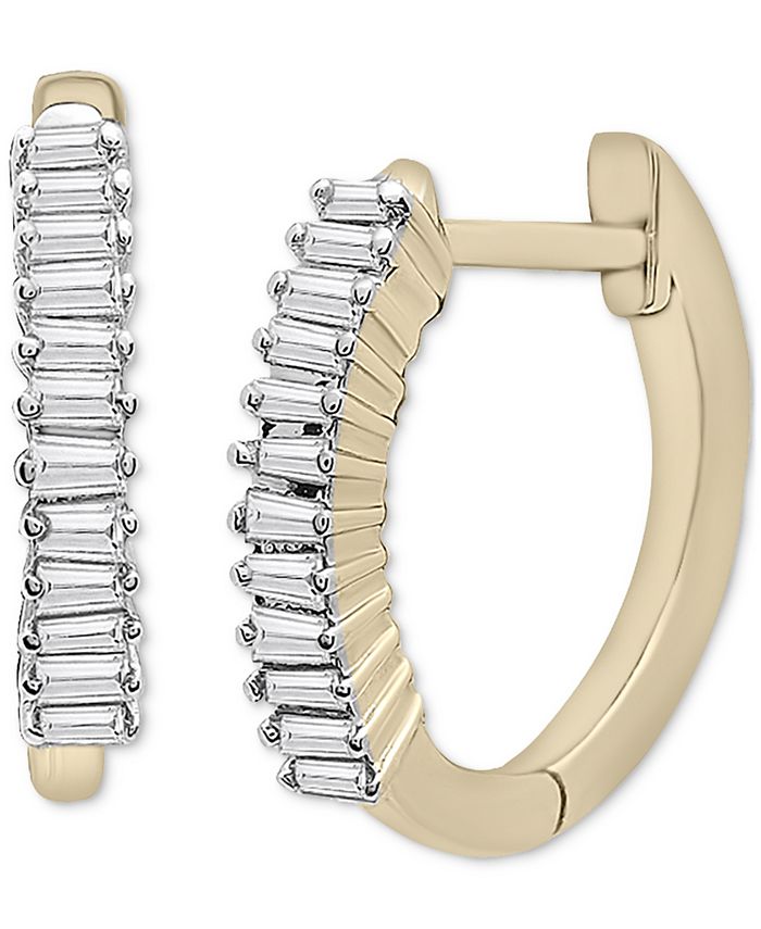 Audrey14k Yellow Gold Hoop Earrings in White Diamond