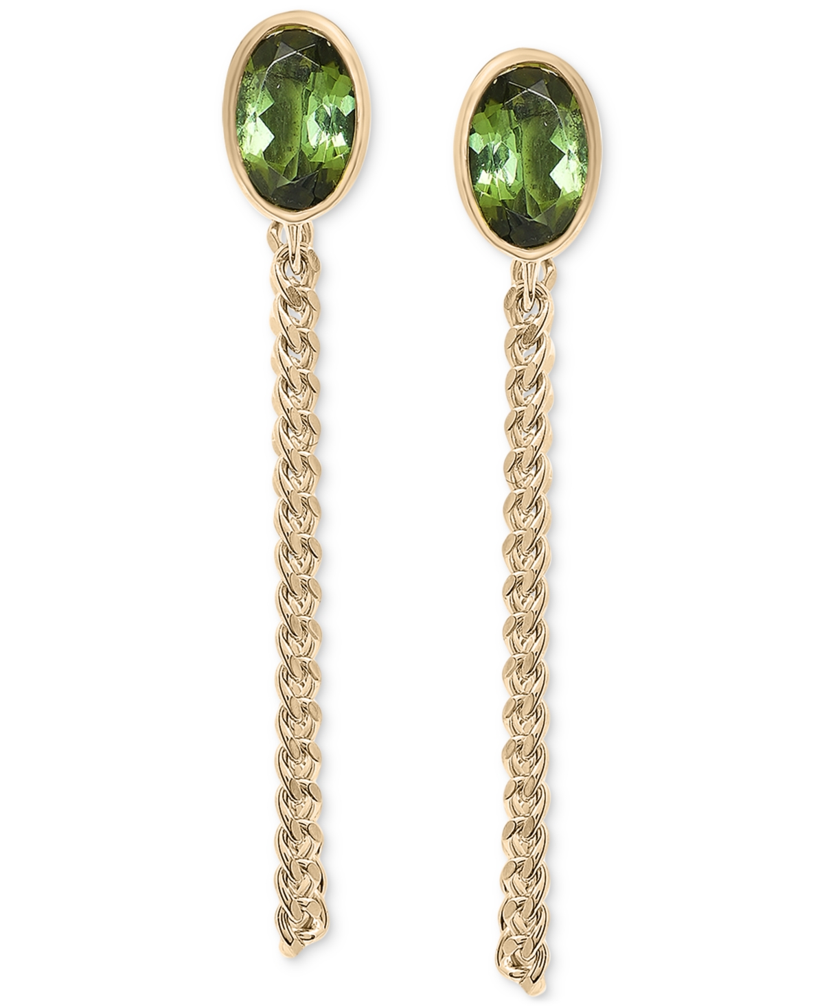 Audrey by Aurate Green Tourmaline Chain Front to Back Drop Earrings (1/2 ct. t.w.)  Created for Macy's - Gold Vermeil