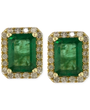 image of Brasilica by Effy Emerald (1-9/10 ct. t.w.) and Diamond (1/4 ct. t.w.) Stud Earrings in 14k Gold, Created for Macy-s