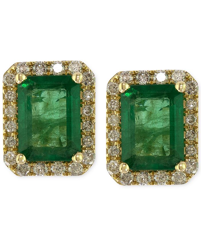 EFFY Collection - Emerald (1-9/10 ct. t.w.) and Diamond (1/4 ct. t.w.) Stud Earrings in 14k Gold