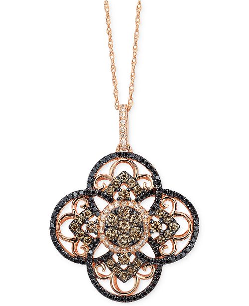 Le Vian Diamond Clover Pendant Necklace in 14k Rose Gold (7/8 ct. t.w
