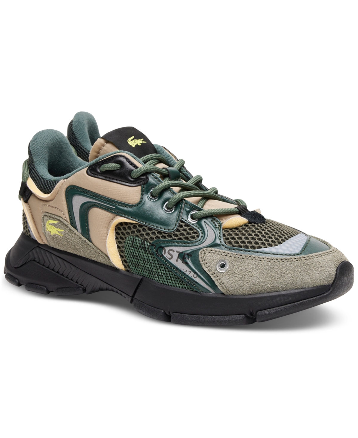 Lacoste Men's L003 Neo Lace-up Sneakers In Khaki,dark Green