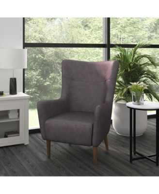 Regal Traditional Wingback Accent Chair, Upholstery And Wooden Frame And Legs