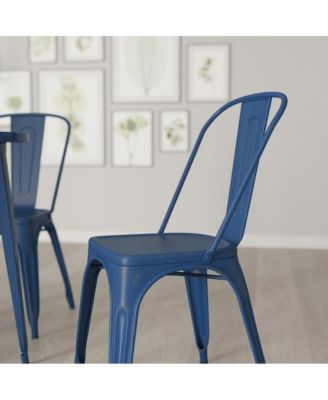 Banks Indoor/Outdoor Stacking Metal Dining Chair With Single Slat Back And Distressed Powder Coated Finish