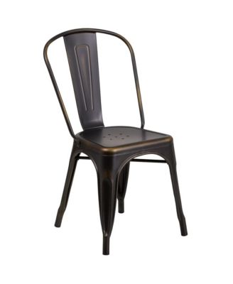 Banks Indoor/Outdoor Stacking Metal Dining Chair With Single Slat Back And Distressed Powder Coated Finish