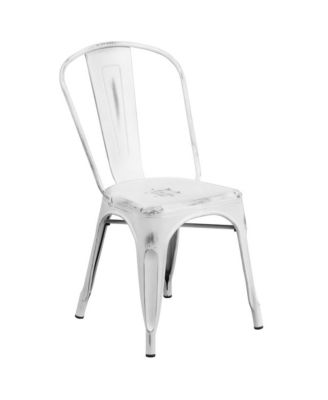 Banks Indoor/Outdoor Stacking Metal Dining Chair With Single Slat Back And Distressed Powder Coated Finish
