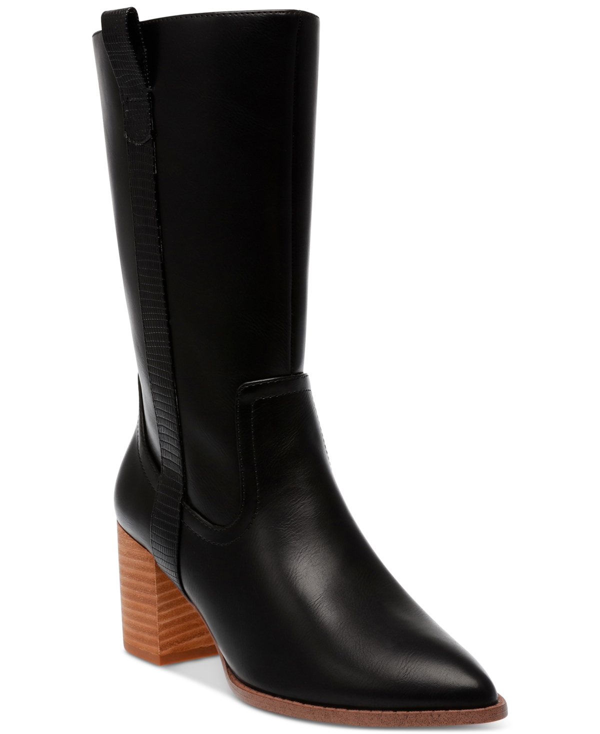 Women's Tezza Wide-Calf Block Heel Boots - Black