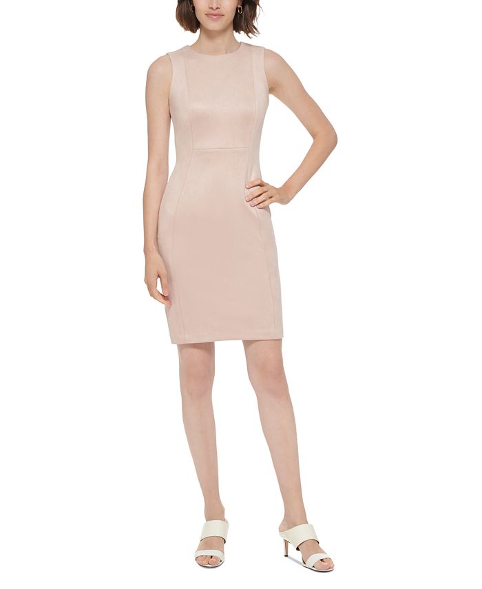 Calvin klein faux sales suede dress