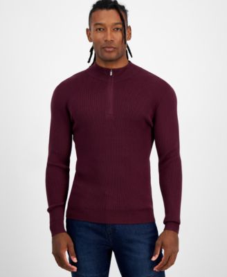 I.N.C. International Concepts Men's Regular-Fit Ribbed-Knit 1/4-Zip Mock  Neck Sweater, Created for Macy's - Macy's