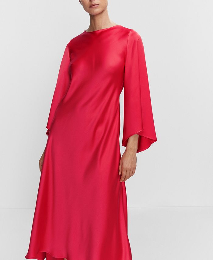 MANGO Women's Flared Sleeve Satin Dress - Macy's