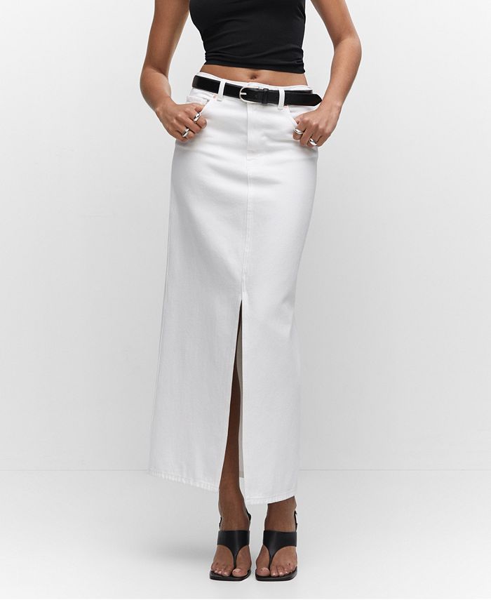 MANGO Women's Slit Denim Skirt Macy's