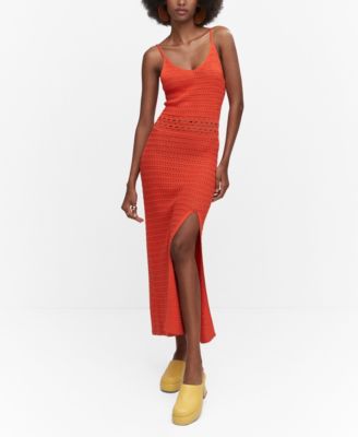 MANGO Women's Side Slit Knit Dress - Macy's