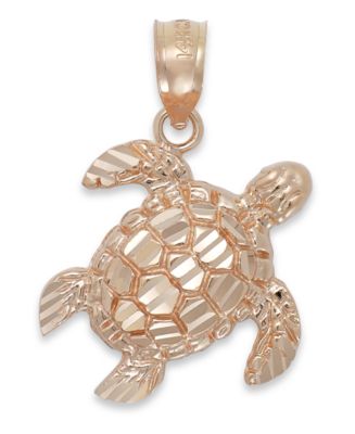 Diamond-Cut Turtle Charm in 14k Rose Gold - Macy's