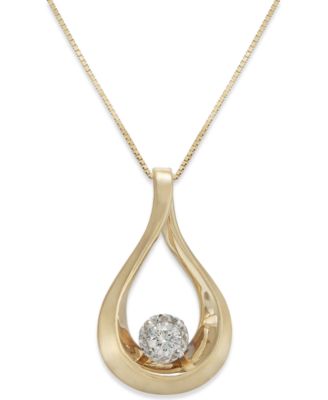 Macy's - Diamond Loop Pendant Necklace in 14k Gold (1/8 ct. t.w.)