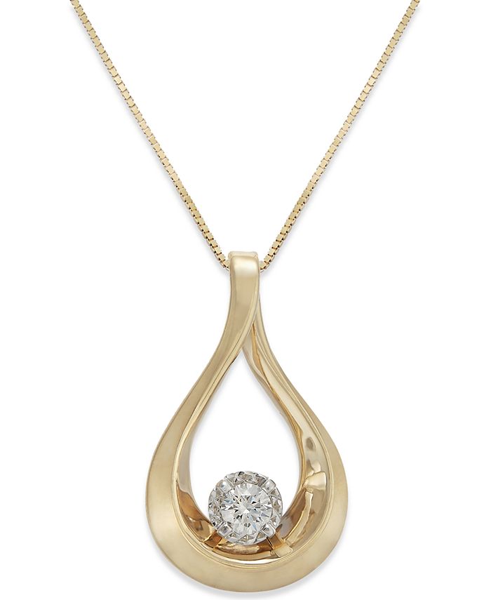 Macy's - Diamond Loop Pendant Necklace in 14k Gold (1/8 ct. t.w.)
