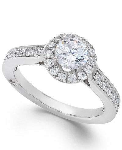Estate Halo by Marchesa Certified Diamond Engagement Ring in 18k White Gold (1-1/4 ct. t.w.)