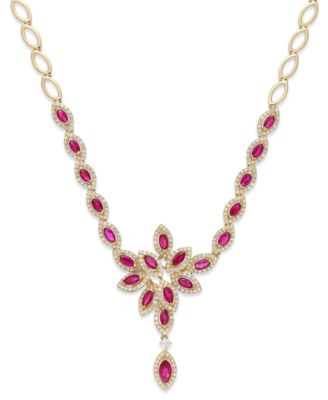 EFFY Collection - Ruby (3-1/2 ct. t.w.) and Diamond (1-1/3 ct. t.w.) Necklace in 14k Gold