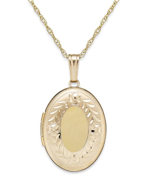 Macy&#39;s Engraved Oval Locket in 14k Gold & Reviews - Necklaces - Jewelry & Watches - Macy&#39;s