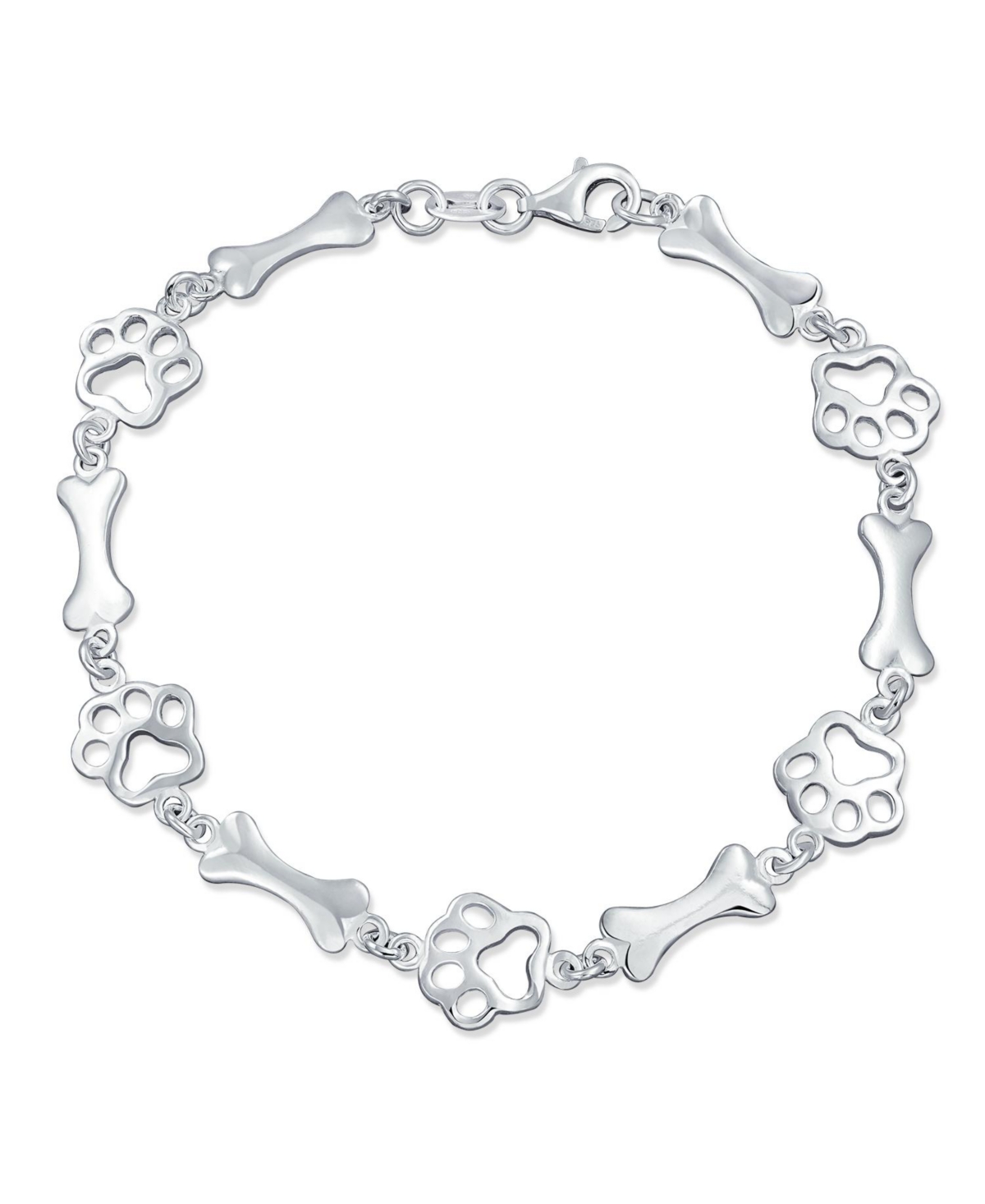 Bling Jewelry Layering Best Friend Animal Multi Bff Pet Lover Dog Puppy Link Multi Charm Bone Paw Print Bracelet For Women For Sterling7 I
