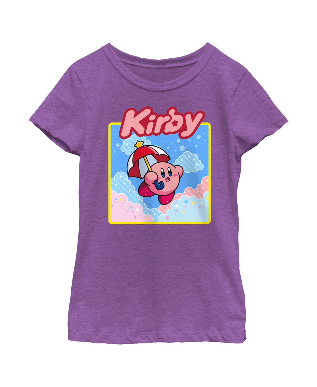 Nintendo Girl's  Kirby Flying Portrait Child T-shirt In Purple Berry