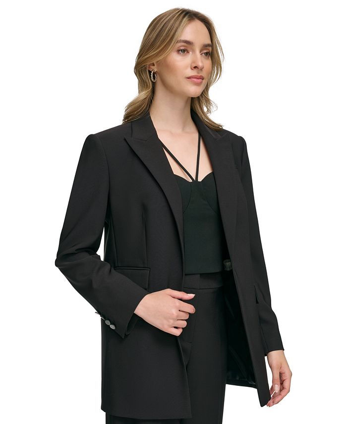 Calvin Klein Women's Parker Open-Front Blazer Black Size 14