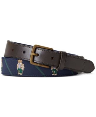 Polo Ralph Lauren - Men's Polo Bear Leather-Trim Belt