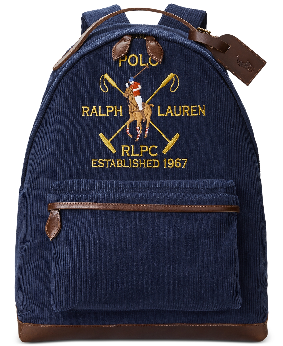 Polo Ralph Lauren Men's Crest Leather-trim Corduroy Backpack In Newport Navy