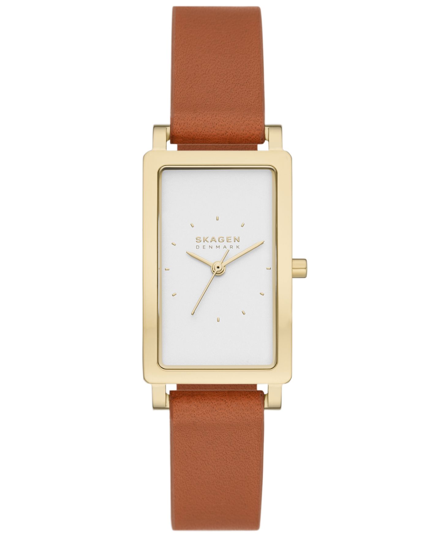 Женские часы Skagen Hagen Quartz Three Hand Brown Leather Watch, 22mm — фото 1