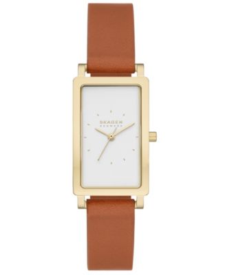 Skagen Women's Hagen Quartz Three Hand Brown Leather Watch, 22mm