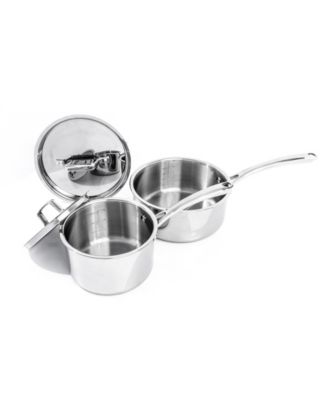 Professional Tri-Ply 18/10 Stainless Steel 8" Saucepan with SS Lid, 3.3qt.