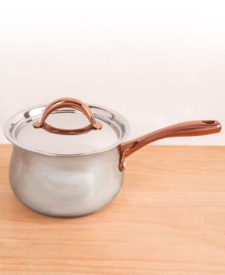 Ouro Gold 5pc 18/10 Stainless Steel Starter Set, SS Lids, Rose Gold Handles