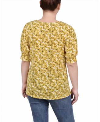 Petite Printed Balloon Sleeve Top