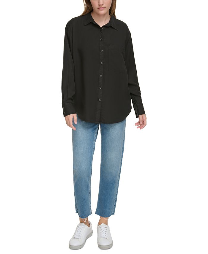 Calvin Klein Jeans Women s Long Sleeve Boyfriend Shirt Macy s