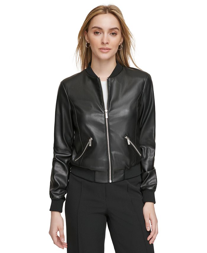 Calvin Klein Women's Zipper-Front Bomber Jacket - Macy's