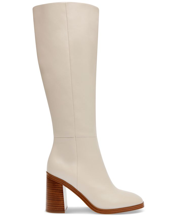 melrose ave women's vegan leather knee high block heel boots