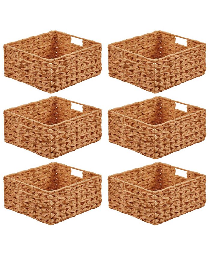 mDesign Woven Farmhouse Kitchen Pantry Food Storage Basket Box, Medium