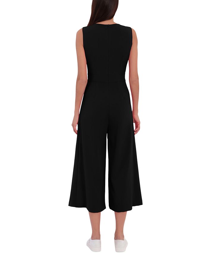 London Times Petite Belted Cropped Wide-Leg Jumpsuit - Macy's