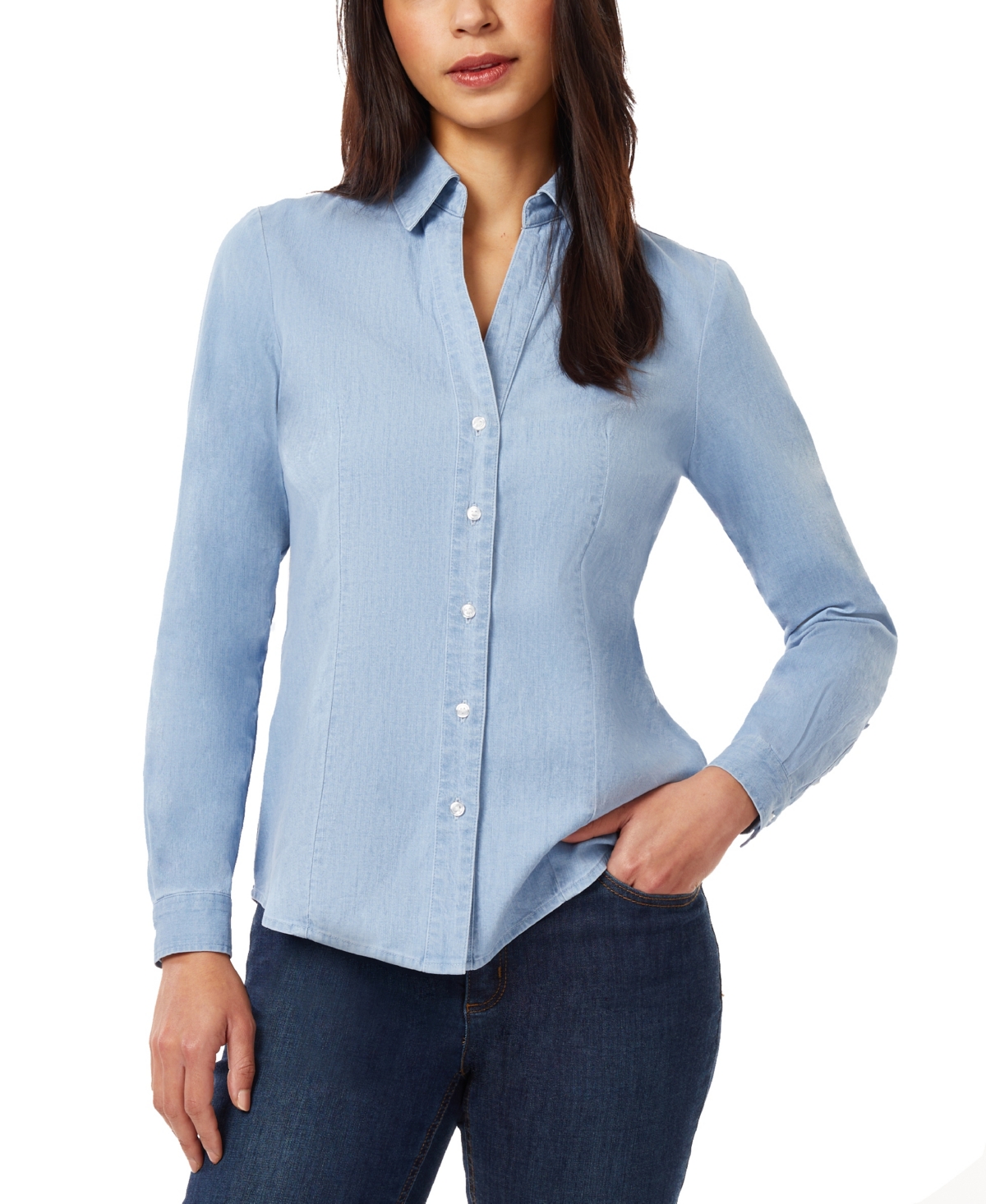 Jones New York Easy Denim Button-up Shirt In Pale Wash