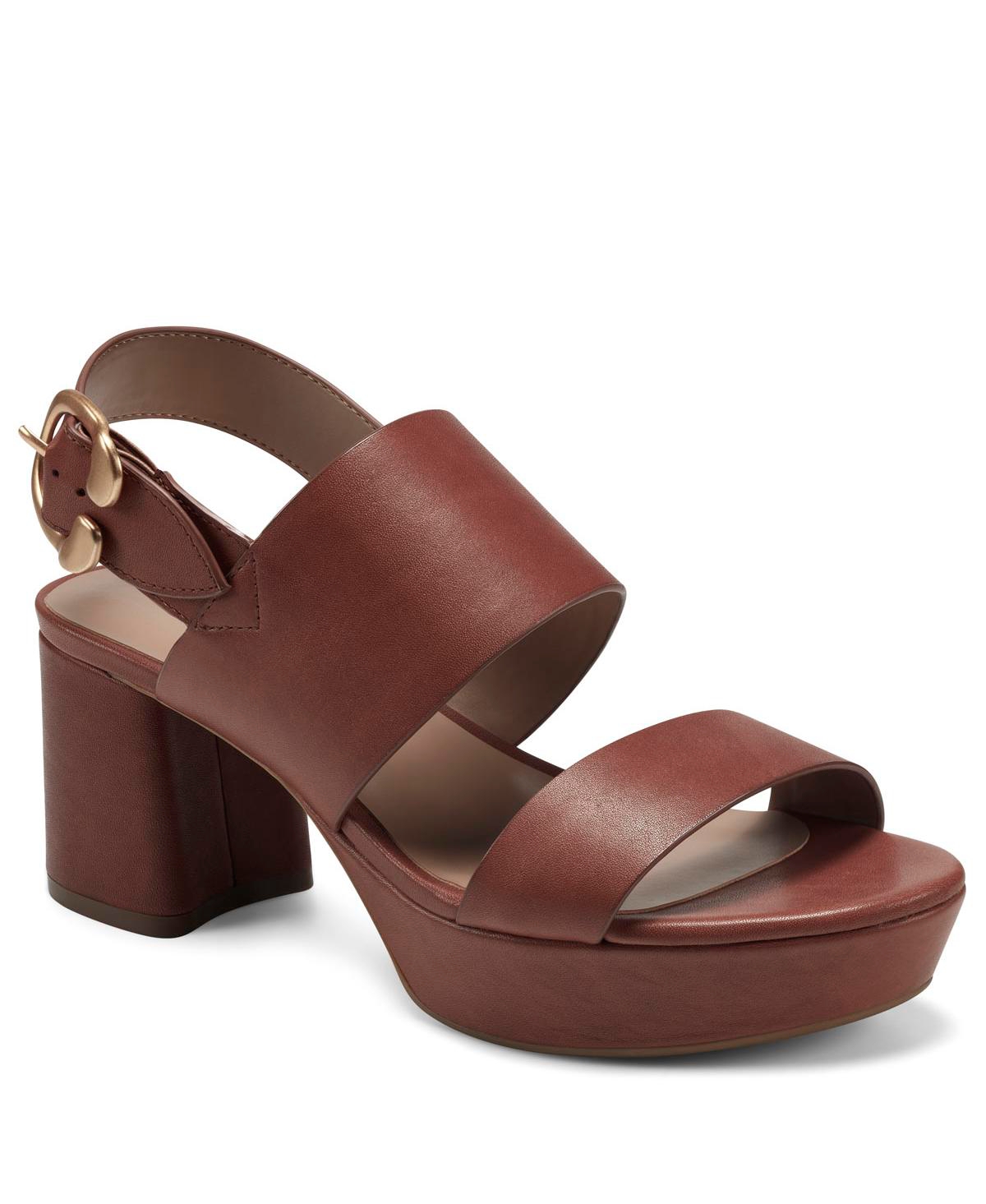 Shop Aerosoles Women's Carimma Leather Platform Heel Sandal In Brown