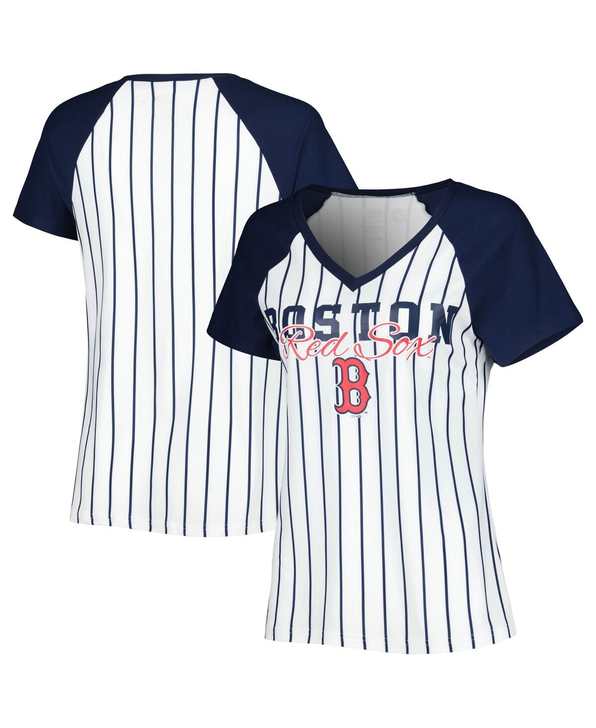 CONCEPTS SPORT WOMEN'S CONCEPTS SPORT WHITE BOSTON RED SOX REEL PINSTRIPE NIGHTSHIRT