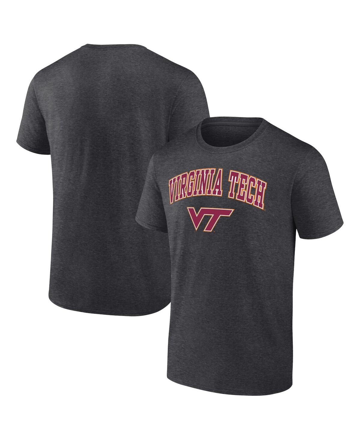 Shop Fanatics Men's  Heather Charcoal Virginia Tech Hokies Campus T-shirt