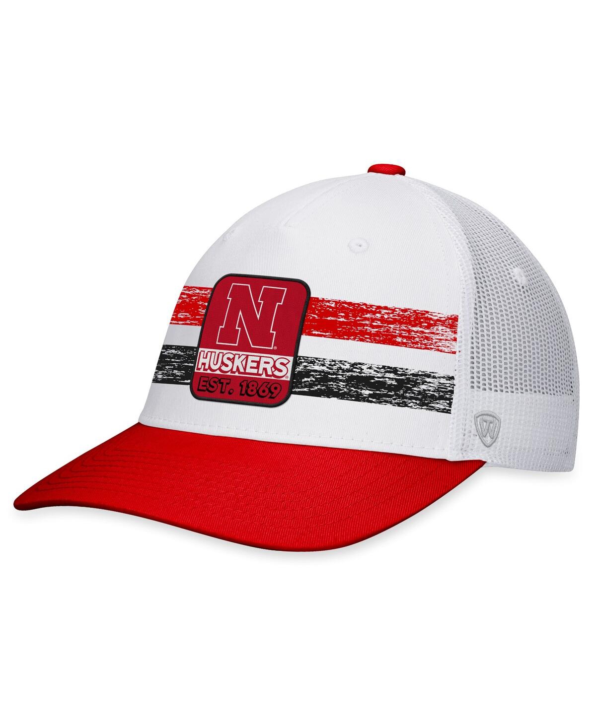 Shop Top Of The World Men's  White, Scarlet Nebraska Huskers Retro Fade Snapback Hat In White,scarlet