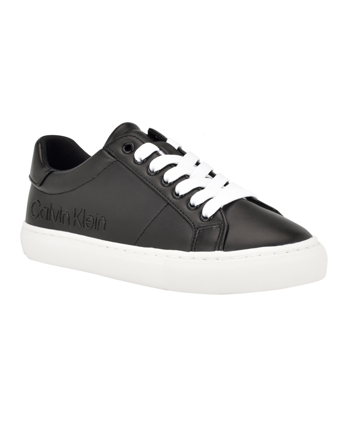 Calvin Klein Women's Camzy Round Toe Lace-up Casual Sneakers In Black