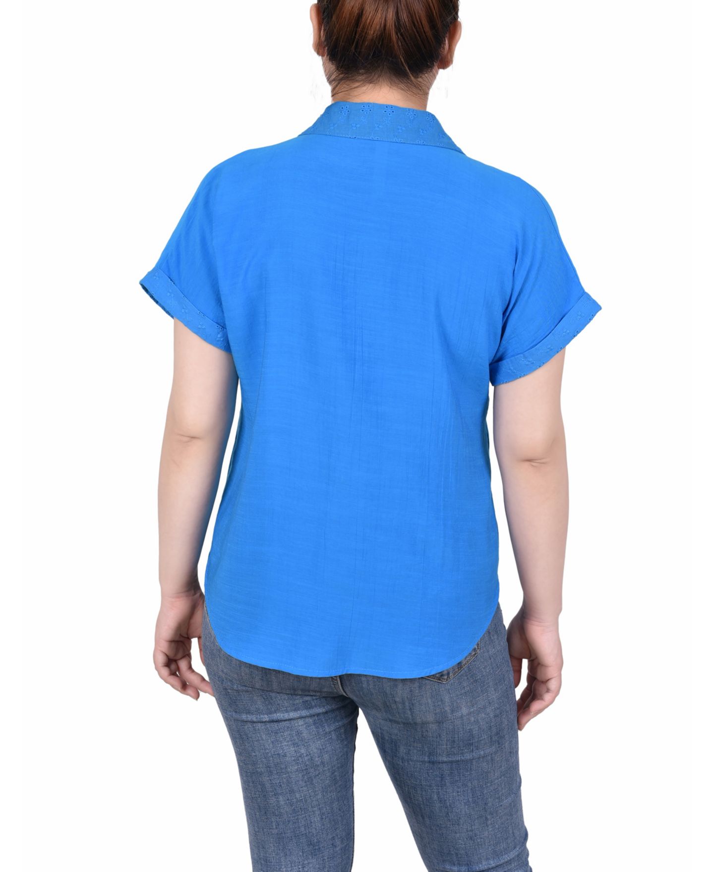 Женская блузка NY Collection Short Extended Sleeve, цвет: Синий — фото 2