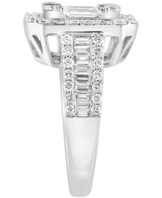EFFY&reg; Diamond Emerald Shaped Halo Cluster Engagement Ring (1-7/8 ct. t.w.) in 14k White Gold