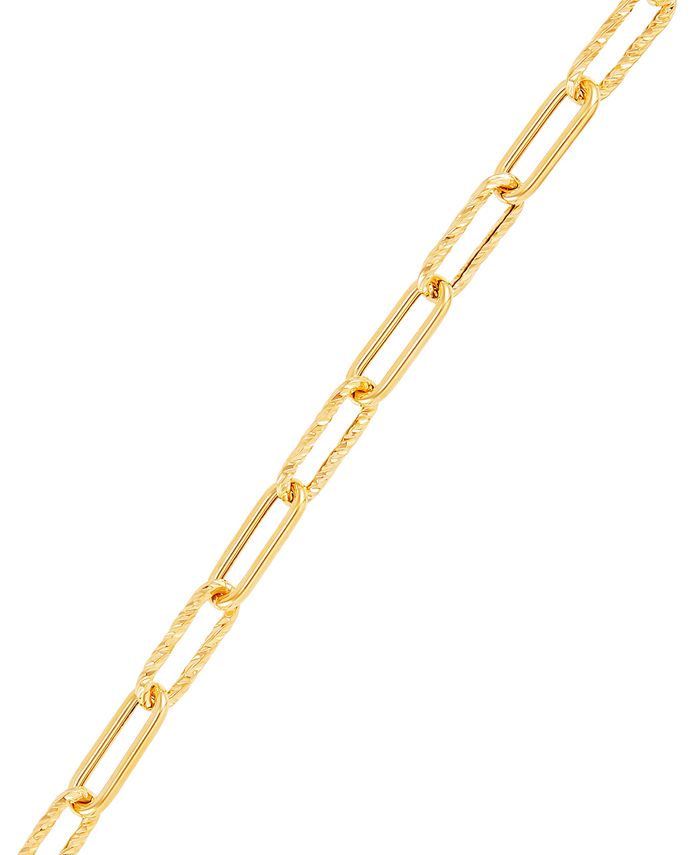 Macy's Polished & Textured Paperclip Link Bracelet in 14k Gold - Macy's