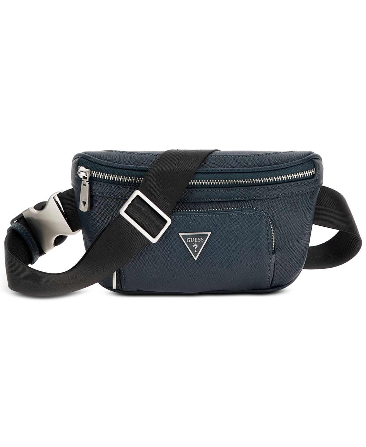 Guess Men's Saffiano Faux-leather Water-repellent Fanny Pack In Medium Blue